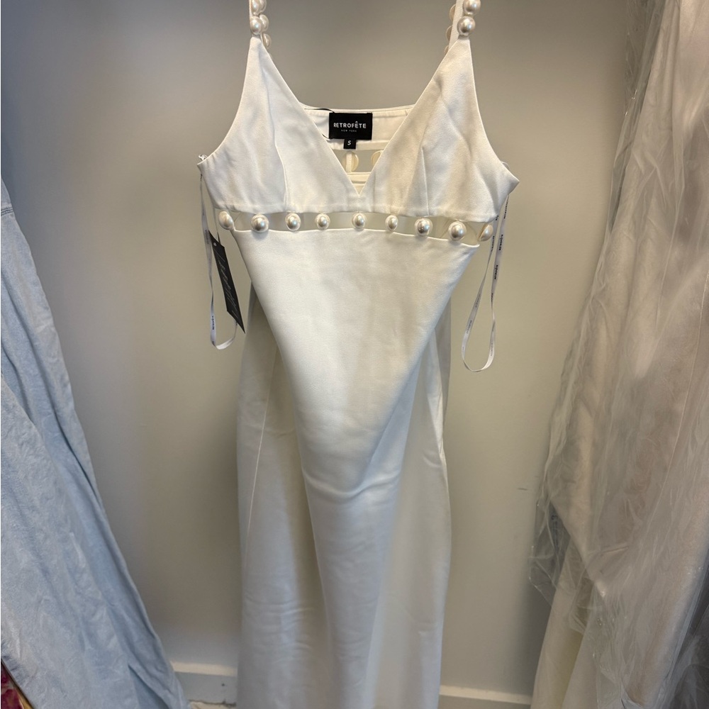 White Pearl-Embellished Dress